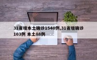 31省增本土确诊1540例,31省增确诊103例 本土88例